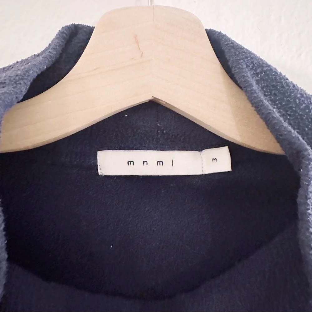 MNML Loose Mock Neck Sweater Pullover Drawstring Pocket Navy Blue